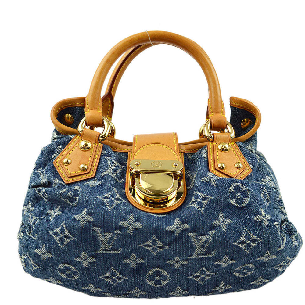 LOUIS VUITTON 2006 Blue Monogram Denim Pleaty Handbag M95020 162456 - Picture 1 of 10